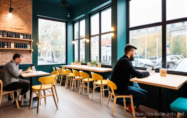 벨라루스에서 핫플레이스 카페 소개 - **Prompt for Diverse Coffee Shop Ambiance:**
    A vibrant and welcoming coffee shop interior in Min...