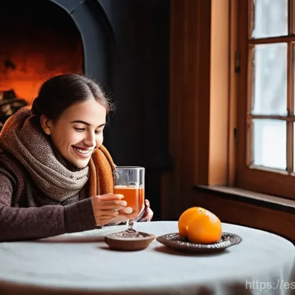 벨라루스에서의 전통 술과 양조장 - **A Belarusian Winter's Embrace:**
    Generate an image of a cozy, warmly lit traditional Belarusia...