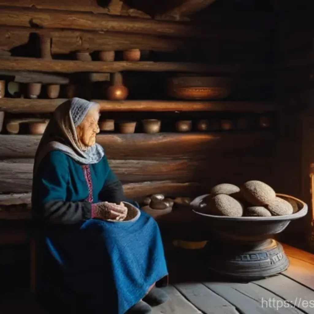 벨라루스의 미신과 속설 - **Prompt Title: The Benevolent Domovoy's Hearth**
    **Description:** A warm and inviting interior ...