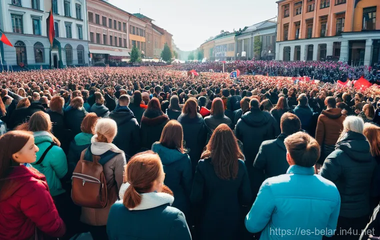 벨라루스 내 정치 시위 역사 - **Prompt 1: The Dawn of Independence and Shifting Tides**
    "A panoramic view of a bustling city s...